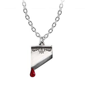 Alchemy Gothic Marie Antoinette Guillotine Red Crystal Blood Droplet Pendant NWT